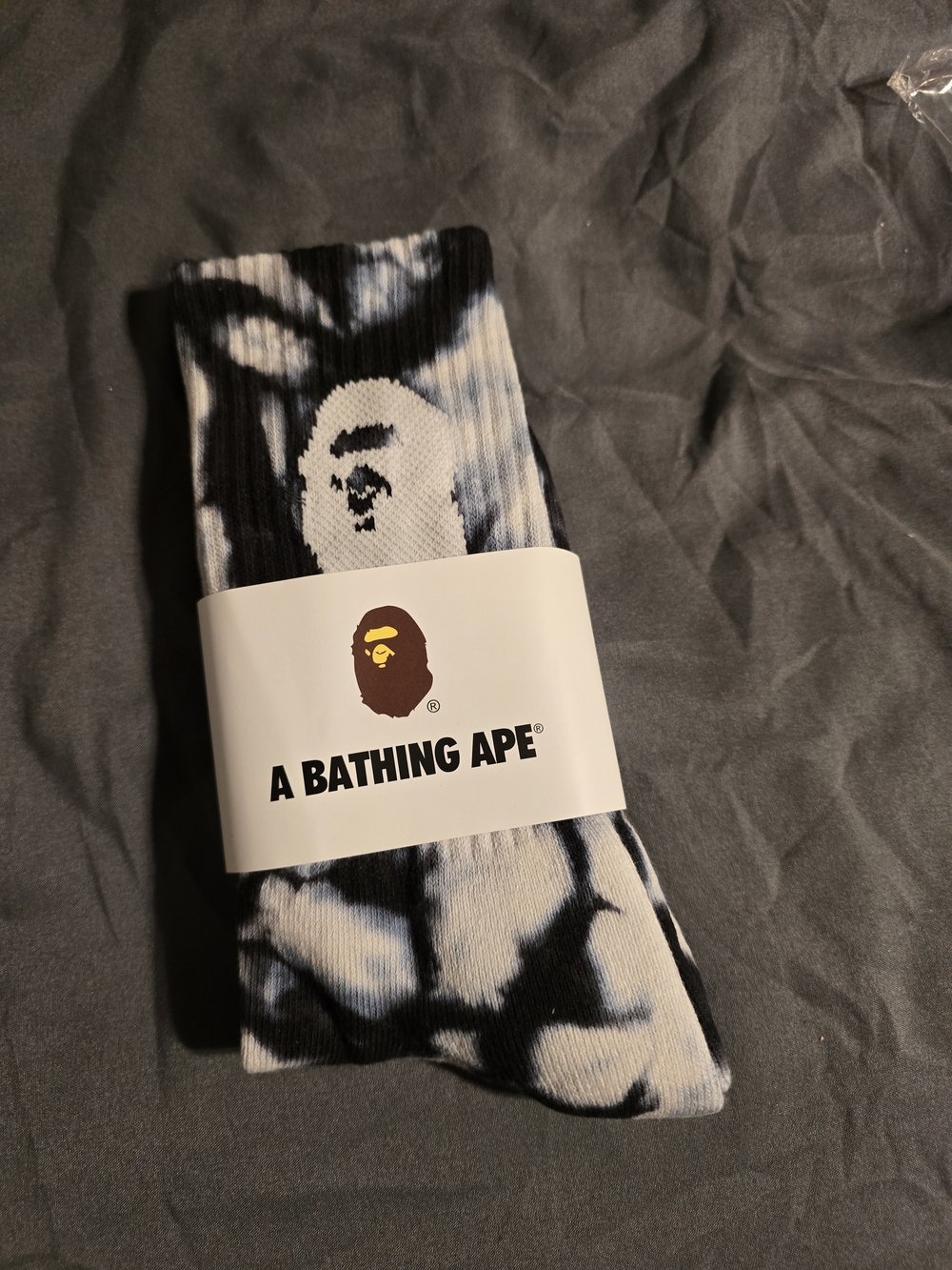 Bape Tie-Dye Crew Socks - Black & White